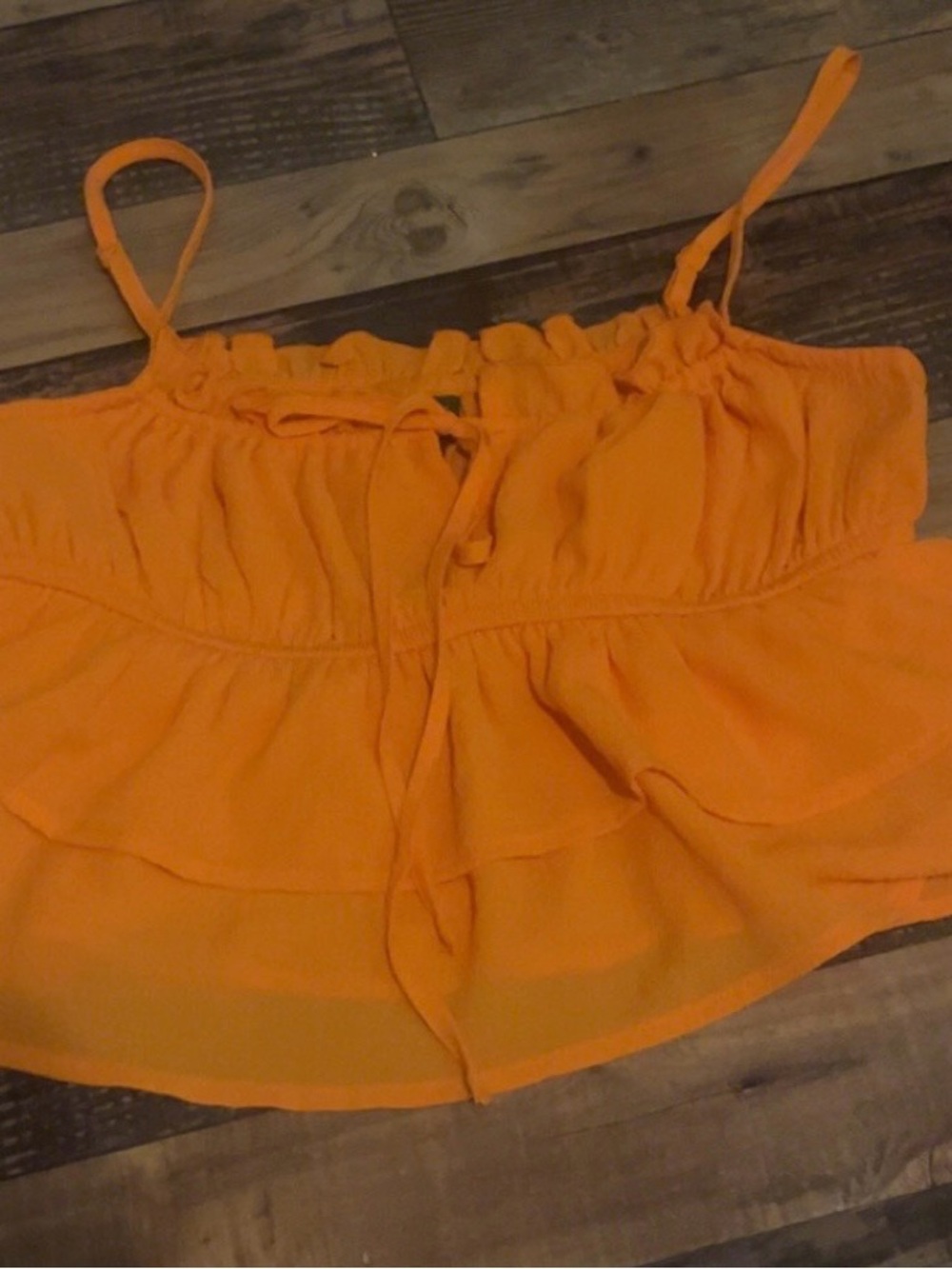 wild fable Bright Orange Ruffle Tiered Crop Top
